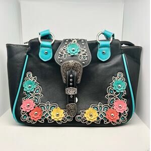 Montana West Concealed Carry Purse Shoulder Bag Embroidered Studded